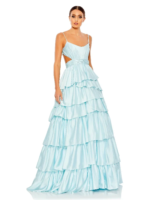 Formal Dress for Literary AwardsRuffle Tiered Cut Out Sleeveless Ballgown