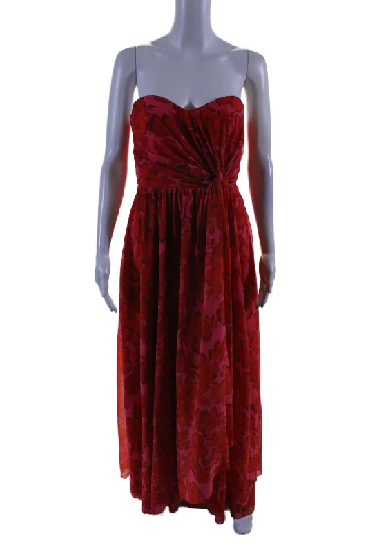 Formal Dress for International EventsBadgley Mischka Womens Floral Drape Gown Red