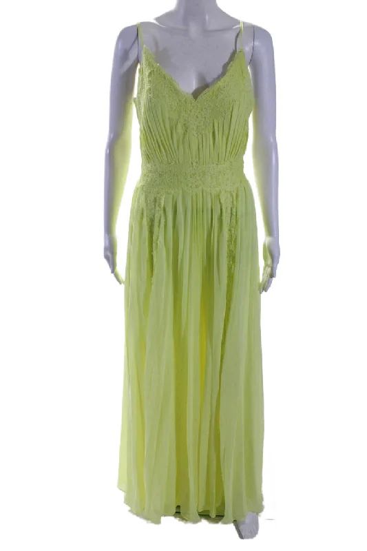 Formal Dress for Destination WeddingsZac Posen Womens Chiffon Lace Gown Yellow