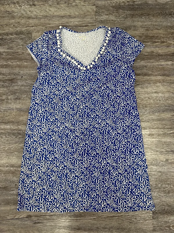 Zip-Up DressDress Casual Short By Lilly Pulitzer In Blue & White, Size: Xl